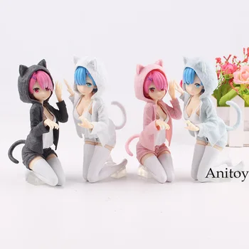 

Re: Zero Kara Hajimeru Isekai Seikatsu Ram & Rem Nyanko Mode Dress Ver. PVC Rem Figure Re Zero Collection Toys 2 Colors
