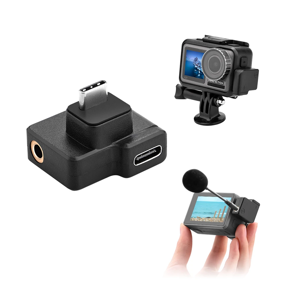 

For DJI Osmo Action microphone 3.5mm/USB-C Adapter audio external 3.5mm mic mount for TRS Plug DJI Osmo Action Accessories