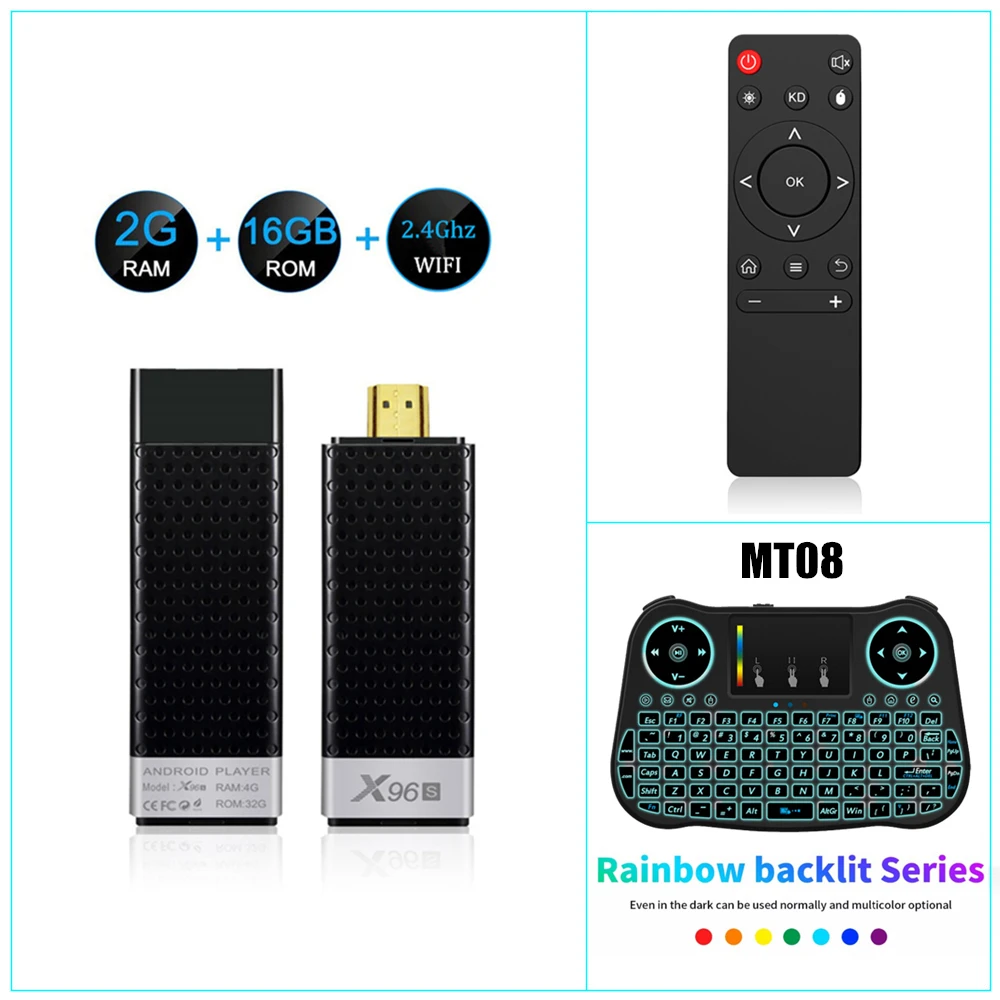 X96S Android 8,1 4K tv Stick 4 ГБ 32 ГБ Amlogic S905Y2 четырехъядерный Wifi BT 1080P H.265 4K 60pfs 2 Гб 16 Гб ТВ ключ - Цвет: 2G 16G MT08 Keyboard