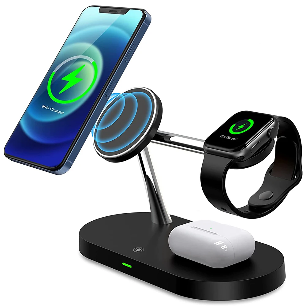 Smart Fast Magnetic Wireless Chargers 3in1 Charging Station Qi QC 3.0 for Magsafe iPhone 12 pro Max headset iwatch charger stand