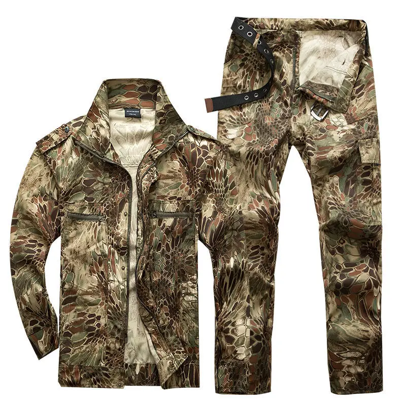 Camouflage Men 's Suit 2021 Spring and Autumn Youth Military Training Wear-Resistant Sweat-Absorbent Trousers Two - Piece Suit