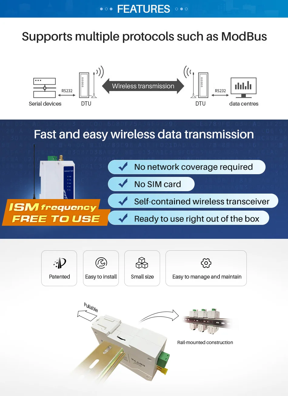 Lora rs232 433mhz modem modbus mais versão