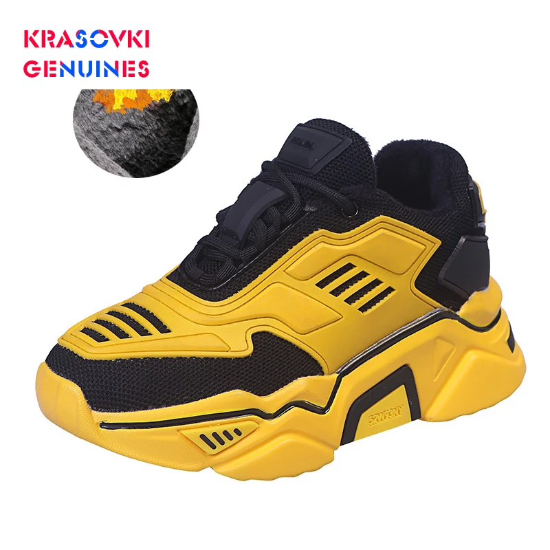 Krasovki/женские кроссовки из натуральной кожи зимние плюшевые теплые модные