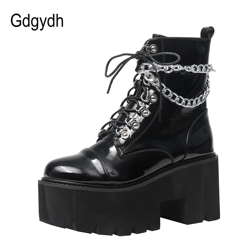 chunky black boots women