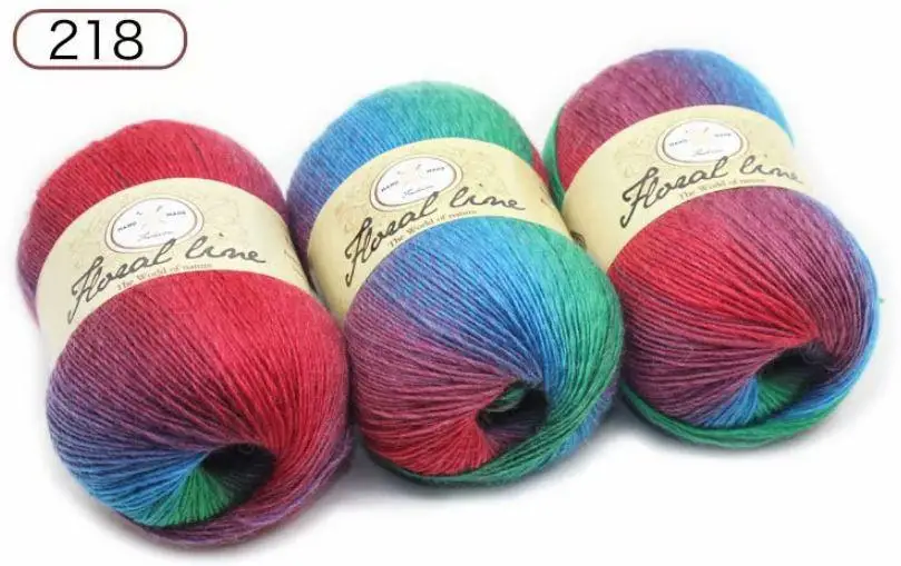 Мохер пряжа для вязания разноцветная нить Радужный шарф швейная пряжа - Цвет: 218