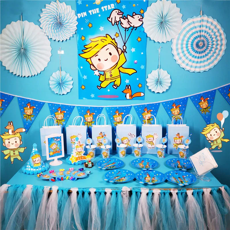 Маленькая тема принца Декоративная скатерть для вечеринки бумажная чашка пластина шапка с рисунком шары для детей Дети День рождения принадлежности