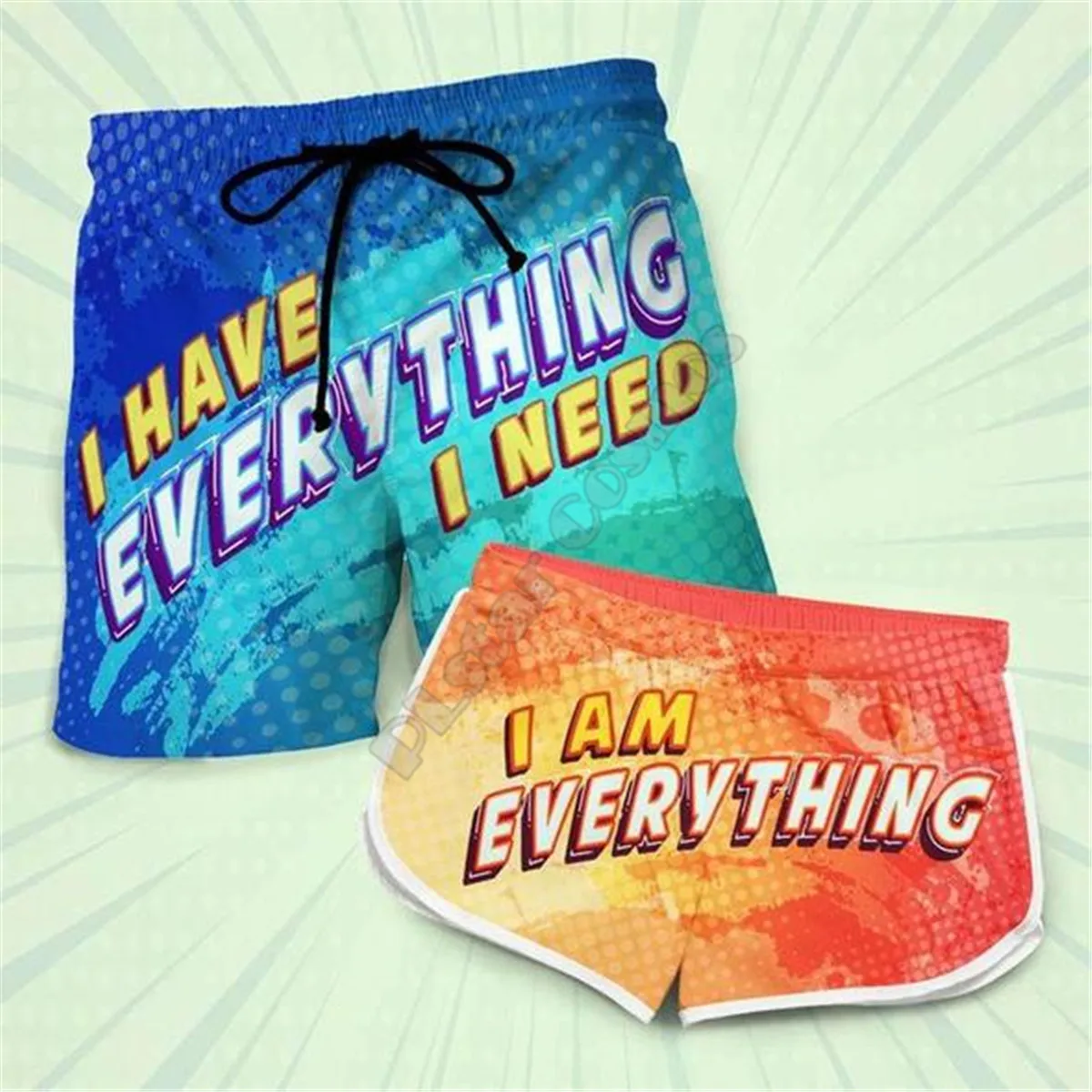 Couple Matching I am Everything Shorts 3d Shorts women for men Elastic Waist Shorts Summer Couple Beach Shorts