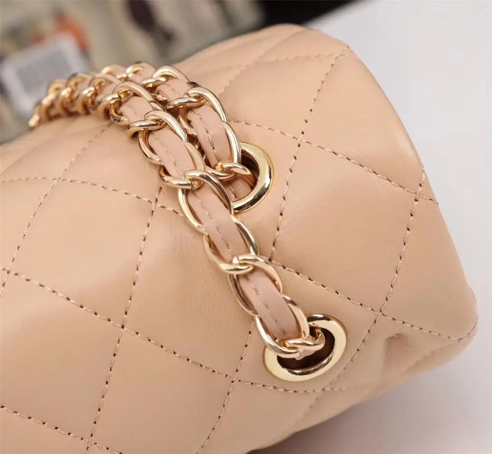 Yellow gold chain Высококачественная женская сумка из овечьей кожи, роскошный фирменный дизайн, двойная сумка с клапаном, классическая женская простая сумка через плечо, плечевые цепи - Цвет: Yellow gold chain