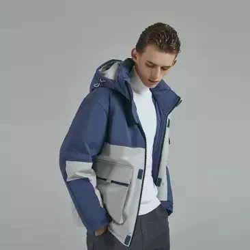  Original xiaomi 90 points men's color matching hooded down jacket 90% white duck down 4 waterproof 