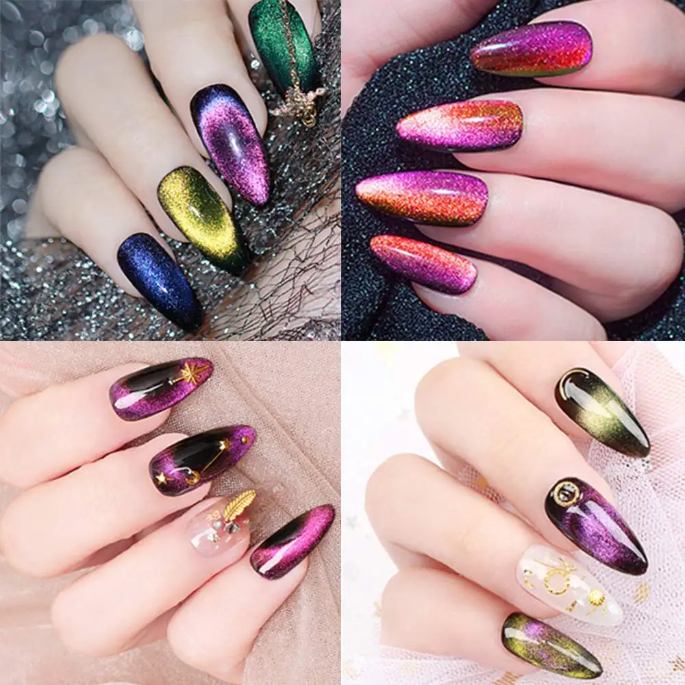 Charmforyou Cat Eye Gel Nail Polish, 9D Magnetic Cat Eye Gel Polish Set  With Magnet Stick,Chameleon Magic Galaxy Effect Cat Eye Polish 6Pcs For  Home - Imported Products from USA - iBhejo