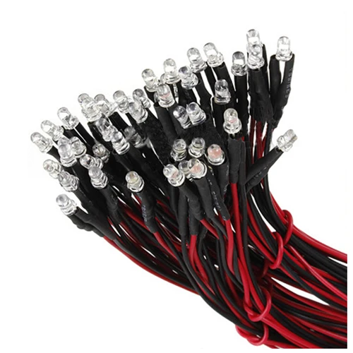 

20 pcs 12V 20cm LED Pre wired 3mm white
