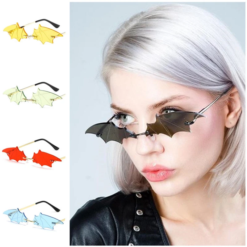 big black sunglasses Cool Modelling Sunglasses Rimless Funny Sun Glasses Anti-UV Spectacles Bat Eyeglasses Halloween Adumbral Masquerade Goggle big black sunglasses