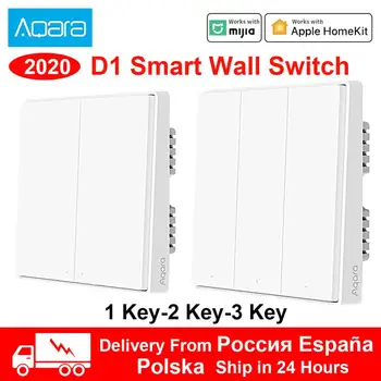

Xiaomi Aqara Wall Switch D1 ZigBee Smart Zero Line Neutral Fire Wire Light Remote Control Wifi Switches 1 2 Triple button 2020