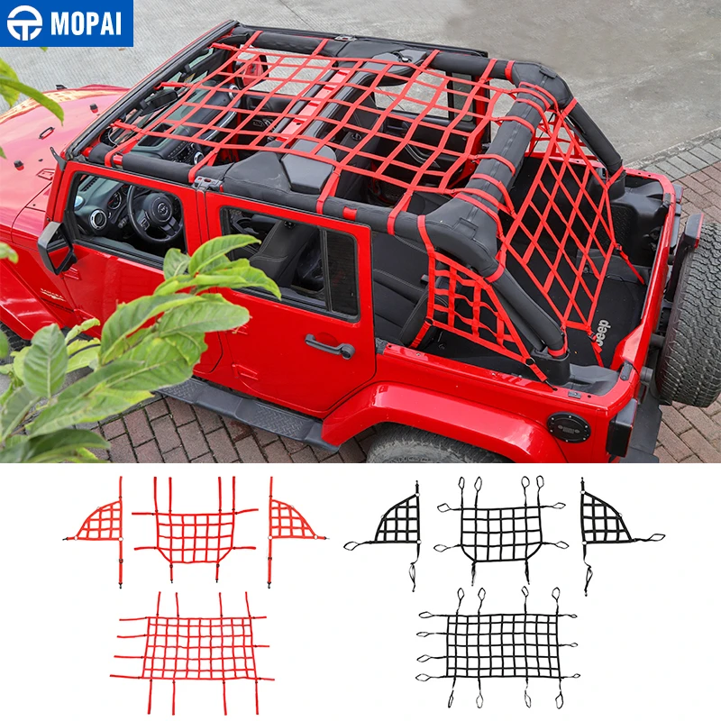 

MOPAI Car Cover for Jeep Wrangler JK Car Trunk Roof Luggage Carrier Cargo Net Good Network for Jeep Wrangler JK 2007-2017