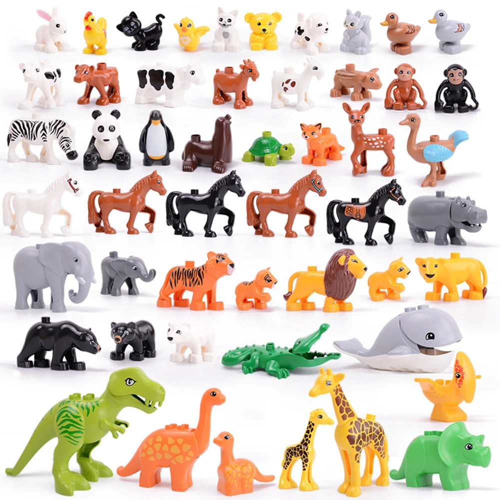 動物園の動物のおもちゃセット,恐竜のビルディングブロック,鹿,羊,犬 