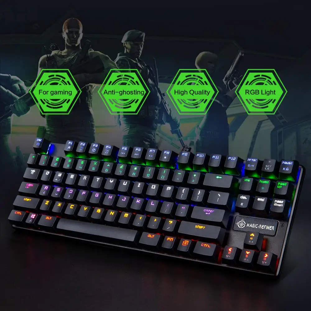 1506 игровая механическая клавиатура 87 клавиш Смешанная подсветка подвесные