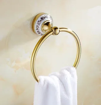 

gold/chrome plate Bathroom towel ring/shelf European style ceramics bathroom shelf wall mounted