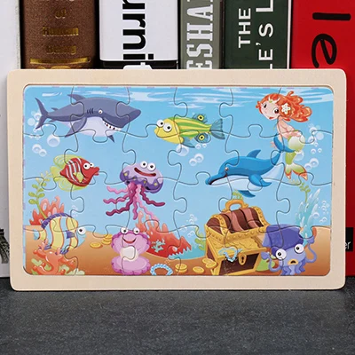 Высокое качество 22,5*15 см деревянный большой 24 мультфильм животных детские головоломки детские деревянные развивающие игрушки девочка мальчик - Цвет: 14