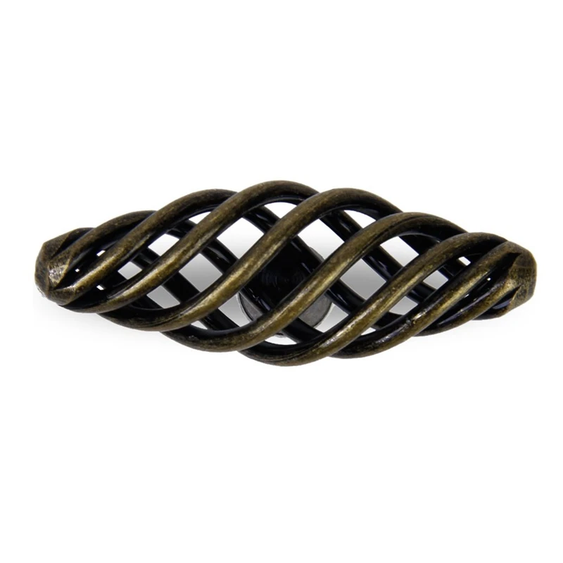 8 x Twist Cage Spiral Design Vintage Kitchen Cabinet Cupboard Handles Knobs 6CM-Antique brass