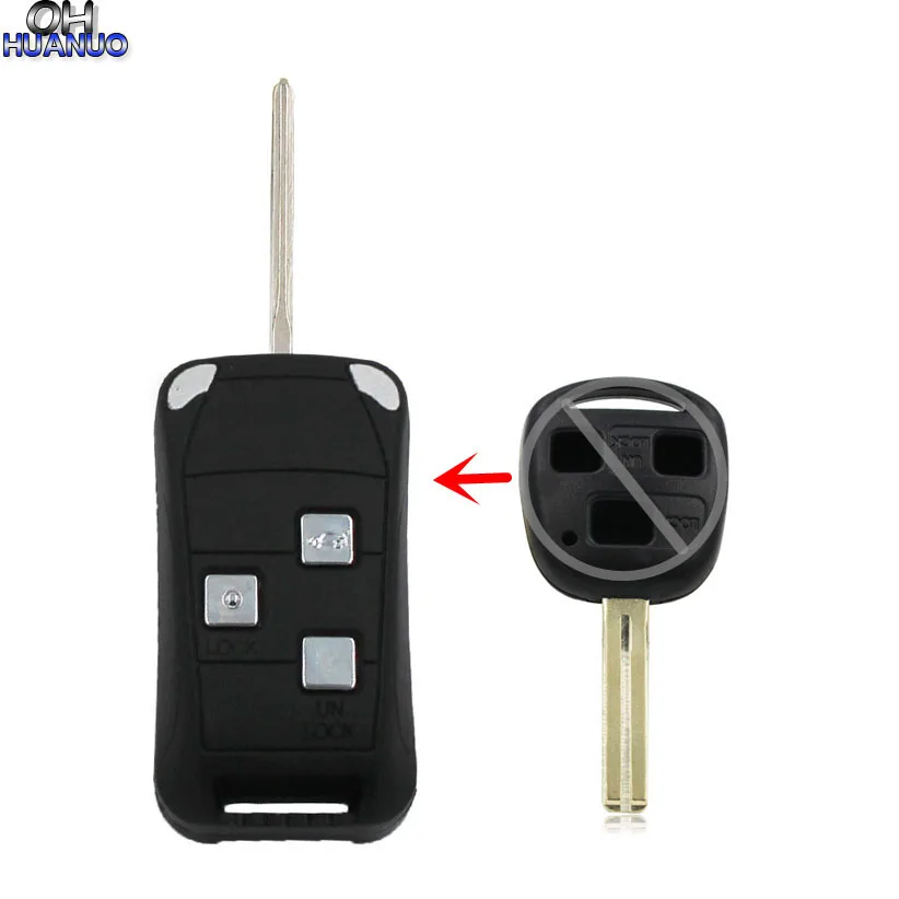 

NEW 3 Buttons Remote Shell Uncut Folding Flip Key Case Fob S For Lexus GS ES RX LX