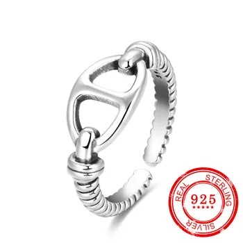 

Korean version of 925 sterling silver ring, geometric silver ring, retro style ladies silver jewelry