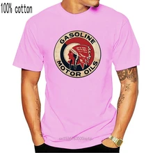 Vermelho indiano motor óleo-mecânica gráfico camisa de trabalho manga curta