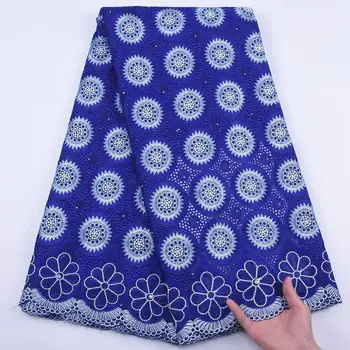 

High Quality Nigerian Lace Fabric 2020 Latest Swiss Voile Lace in Switzerland Blue African Lace Fabric Popular Dubai Style S1904
