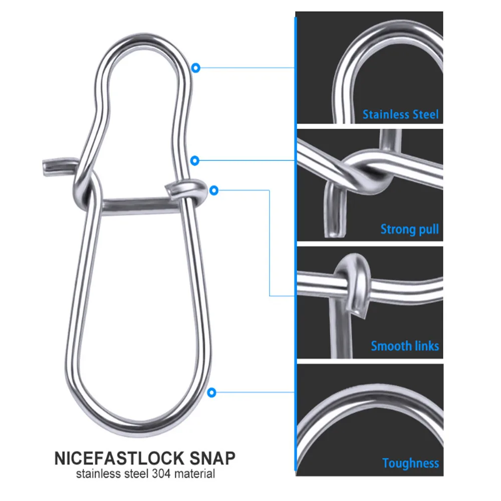 

100pcs/lot Hooked Snap Fishing Barrel Swivel Safety Snaps Hook Fishhook Lure Fishing Tackle Accessories Connector Snap
