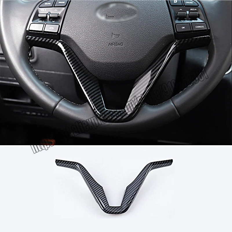 

Carbon fiber Inner Steering Wheel Decor Cover Trim For Hyundai Tucson 2016-2021