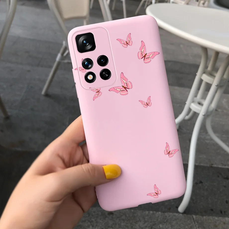 flip cases For Xiaomi Redmi Note 11 China Case 2021 6.6 inch Cute Girl Butterfly Flowers Back Cover For Redmi Note 11 Note11 Soft Silicone phone purse Cases & Covers