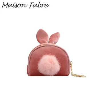 

Maison Fabre Bag ladies wool purse wallets vintage coin purse rabbit ear zipper wallet Card Holder 2019 Money Wallet coin pocket