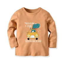 Новые продукты, Детская Базовая рубашка из чистого хлопка, Европа и Америка, Детская футболка для мальчиков, осень, длинный рукав, динозавр, большой