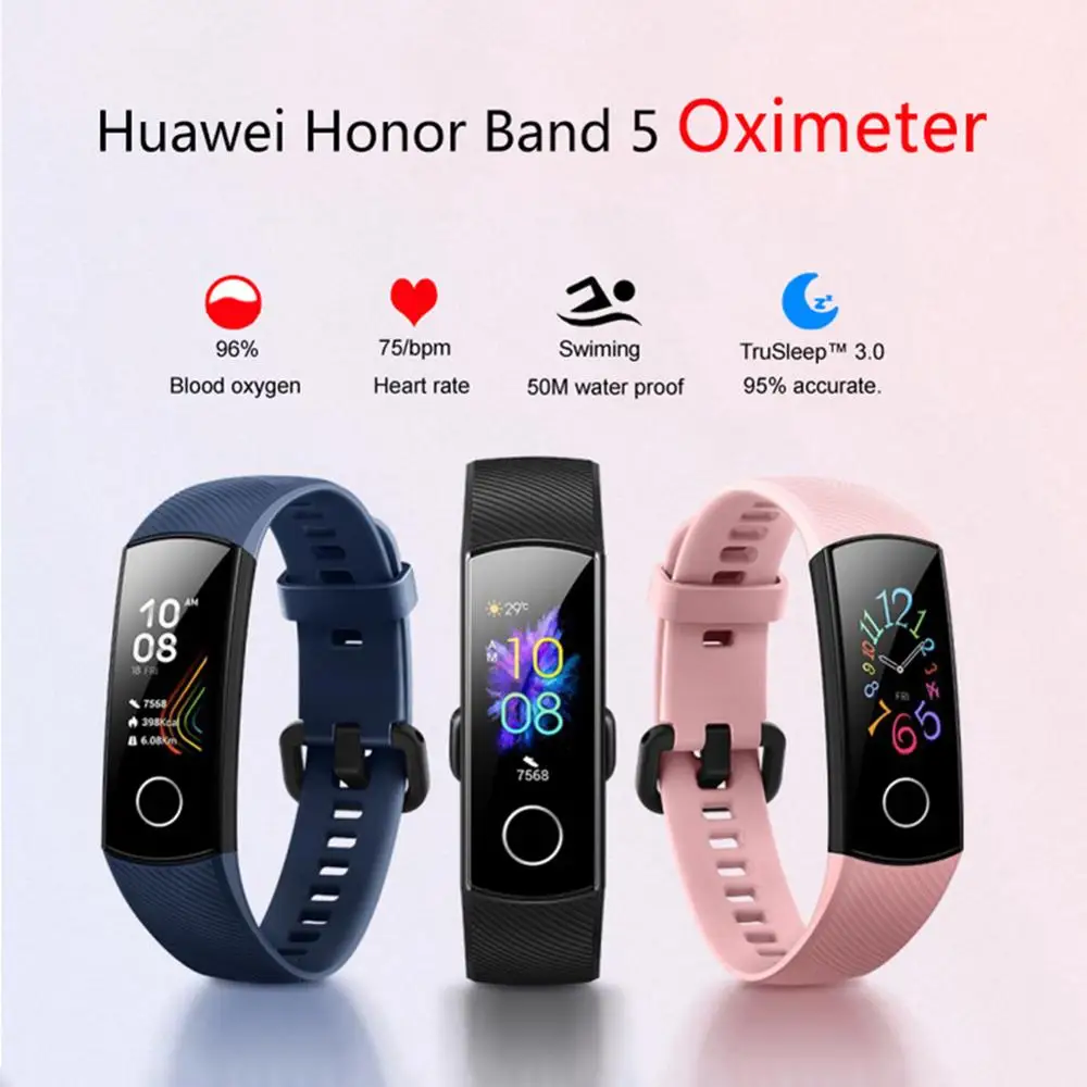 huawei Honor Band 5 Смарт-браслет Цвет Экран Фитнес браслет за частоту сердечных сокращений мониторинг кислорода в крови Стандартный Editio
