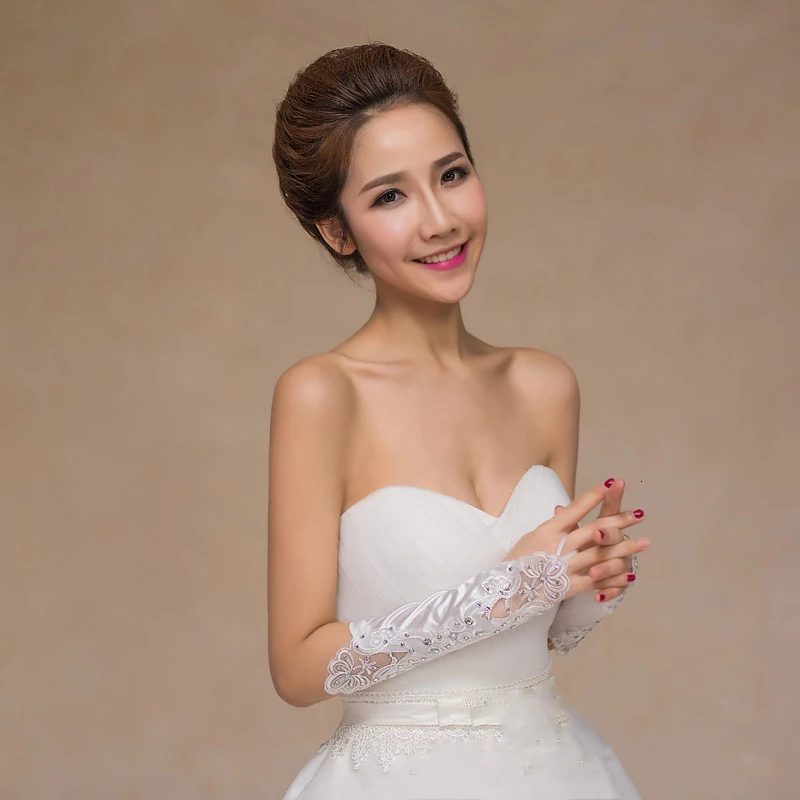 Vivian's Bridal модные перламутровые Свадебные перчатки Свадебные аксессуары выбрать белый для кристаллов бежевый для жемчуга