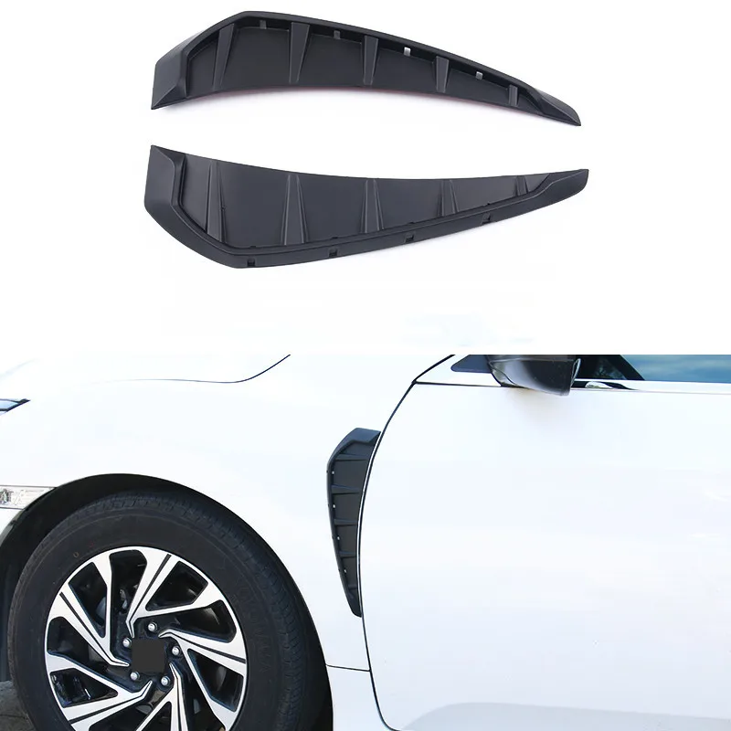 Matt black Боковое вентиляционное крыло для автомобильной двери, 3D отделка ABS, внешние аксессуары для Honda Civic 10th - Цвет: Matt black