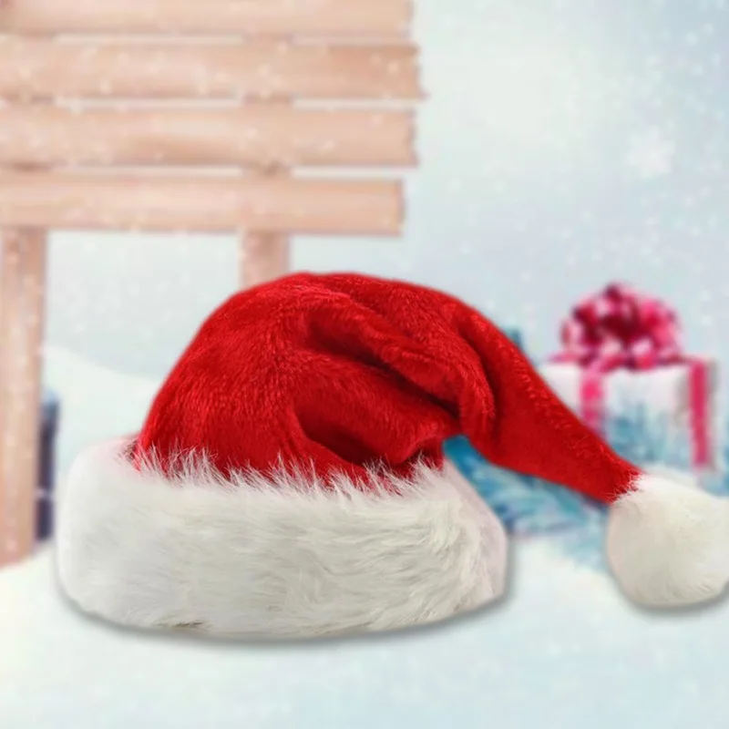 Christmas Hat Red And White Long Plush Santa Hat Festive Party Hat For Adults