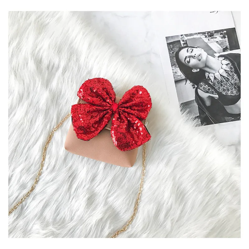 Itabag популярная Элегантная модная сумка через плечо для девочек, сумка через плечо для маленьких детей, бант с пайетками, милый кошелек - Цвет: 3