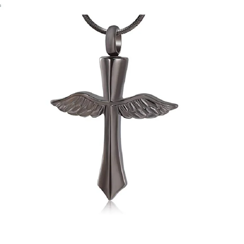 IJD9654 золотой ангел крыло крест памятный сувенир, мемориальная урна ожерелье для праха любимого человека, Мини крест крыло кремации ювелирные изделия кулон - Окраска металла: 5