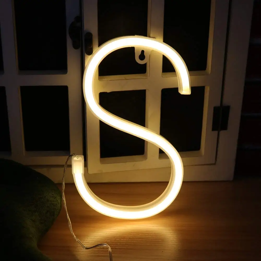 operado letras número led neon sign night light diy pendurado lâmpada de parede para quarto casamento decoração aniversário