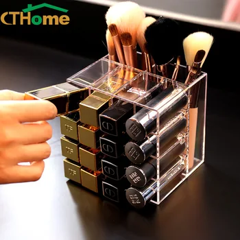 

CTHome Lip Gloss Holder 18 Slots Lipstick Box Display Stand Sundry Jewelry Storage Box Cosmetic Makeup Brush Organizer Holder