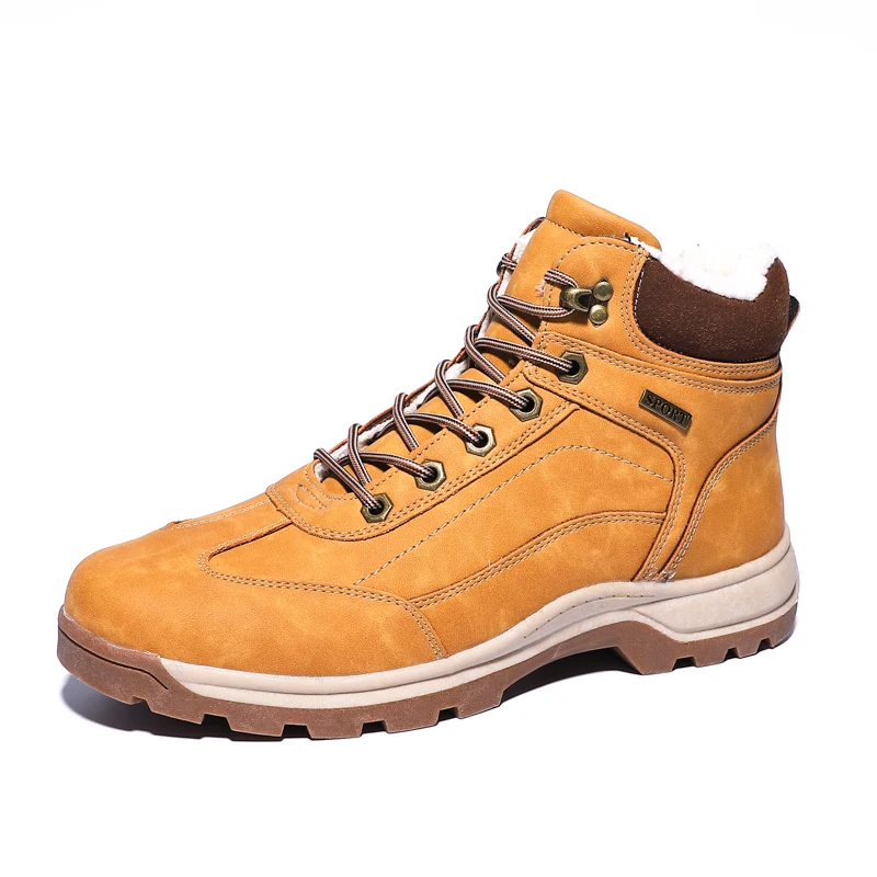 

2019 New Fashion Men Ankle Boots Winter Warm Men Snow Boots Waterproof Designer Leather Casual Mens Shoes Lace Up HX-173