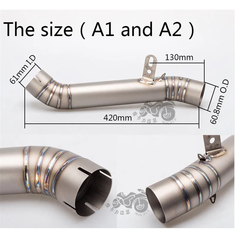 

Universal Motorcycle part street Aprilia RSV4 60mm inlet diameter 42cm middle link pipe fit with akrapovic exhaust pipe