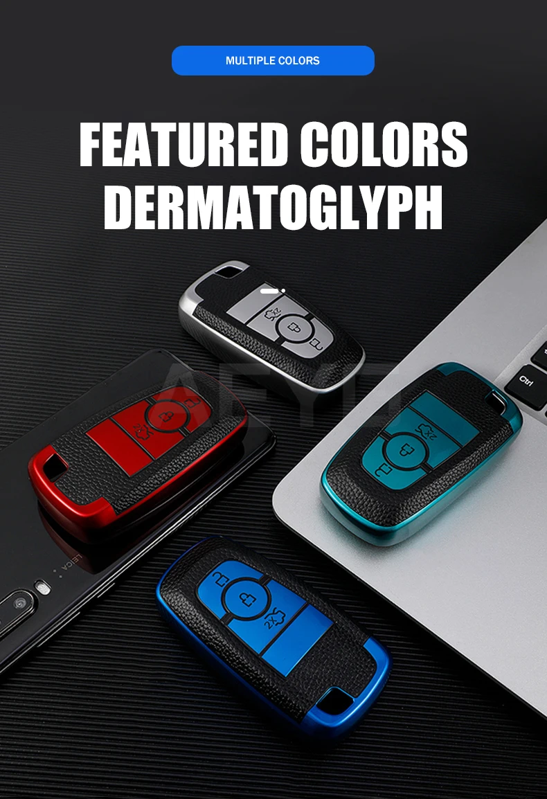 TPU Leather Car Key Case Cover Shell For Ford F-150 F-250 F-350 2018 2017 Fusion Mustang Explorer Key Holder Auto Accessories - H1b528825483f4a4a9124c897005da4db7