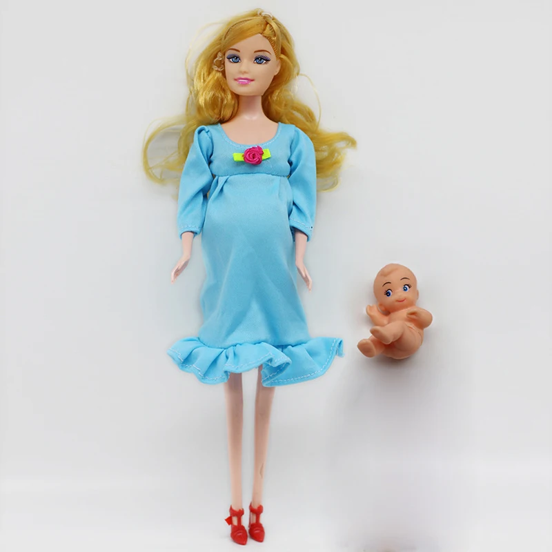 

1pcs 29cm Pregnant Mom Dolls Have a Baby In Her Tummy Real Fashion Pregnant BJG Doll With Clothes Kid Educational Toys Suits