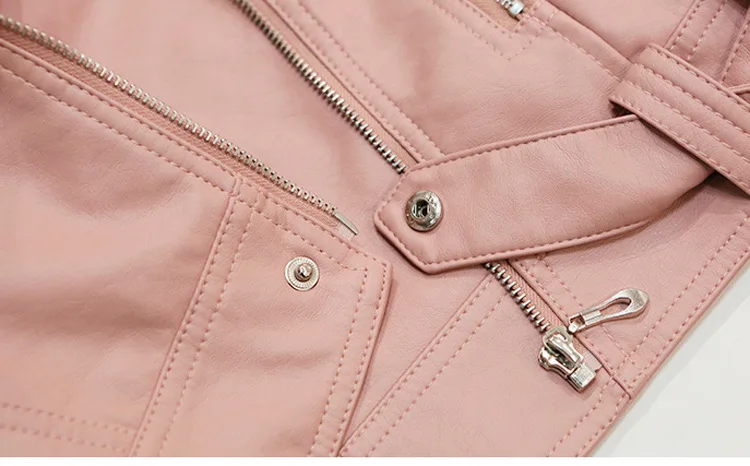Quality Spring Autumn Faux Leather Jacket Women New Female Motorcycle Leather Jacket Ladies Turn Down Collar Biker Pu Coats