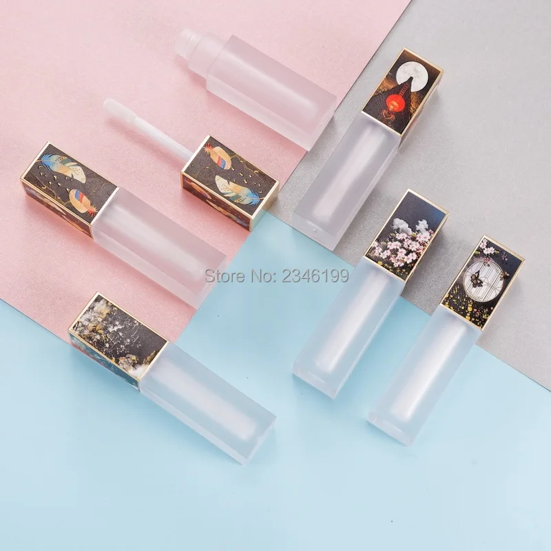 

Empty Plastic Lip Gloss Tube Frested Refillable Bottle 3D Printing Cosmetic Packaging Container Square Lip Gloss Container 30pcs