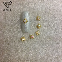 

10 pcs/bag Golden New Style A Diamond Jewelry AB Color Diamond 3d Nail Art Decoration Ornament Nail Sticker Paste The Nails NO19