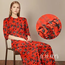 114 см широкая шелковая ткань с принтом метр 16 мм Креп Де Шин шелковая ткань драпировка рубашка платье креп ткань шелковая ткань