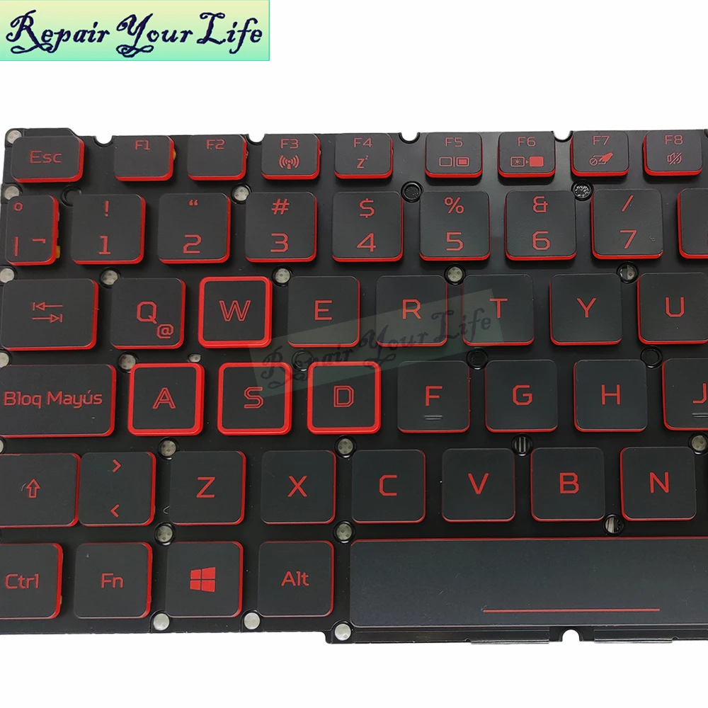 Teclado Retroiluminado para Acer Nitro Francês Azerty la Teclados Latinos Espanhóis Teclas Vermelhas sp es An515 54 557h An71551 Lg5p-n90brl - Imagem 3
