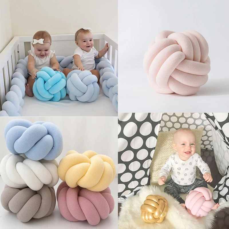 Baby Photography Props Pillow Knitting Knot Newborn Crib Knot Braid Pillow Room Creative Ball Photo Studi Accessories Bed Bumper